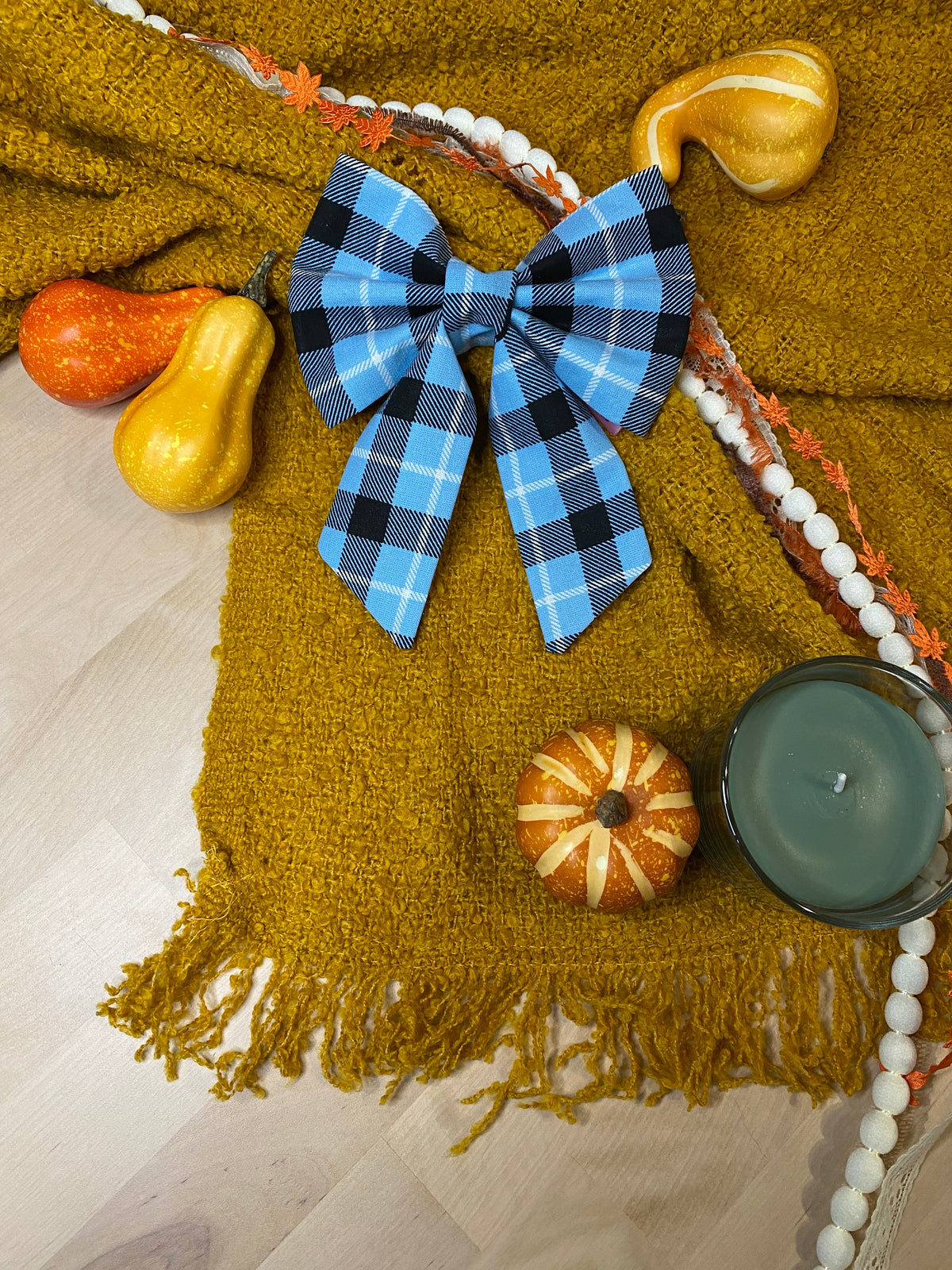 Blue Plaid Sailor Bow