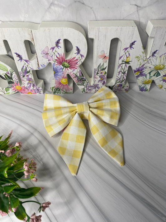Yellow Gingham Sailor Bow