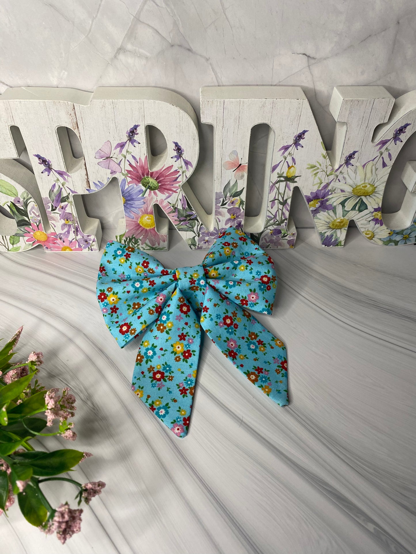 Blue Flower  Sailor Bow
