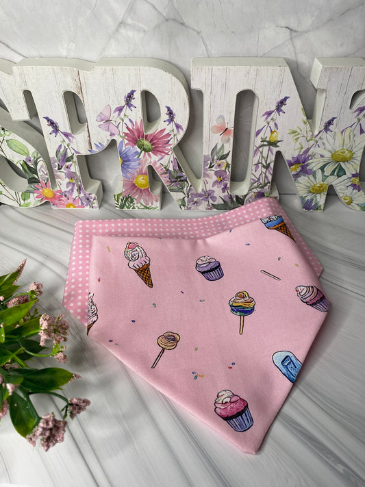 Pink Ice Cream Reversible Pet Bandana
