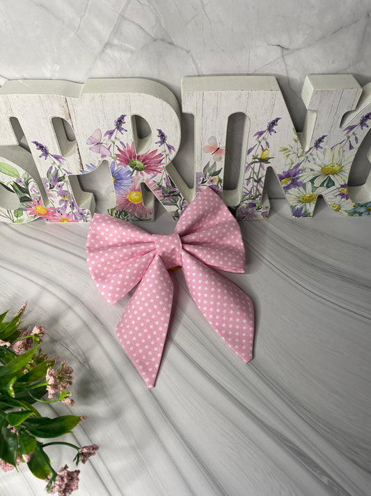 Pink Polka Dot Sailor Bow