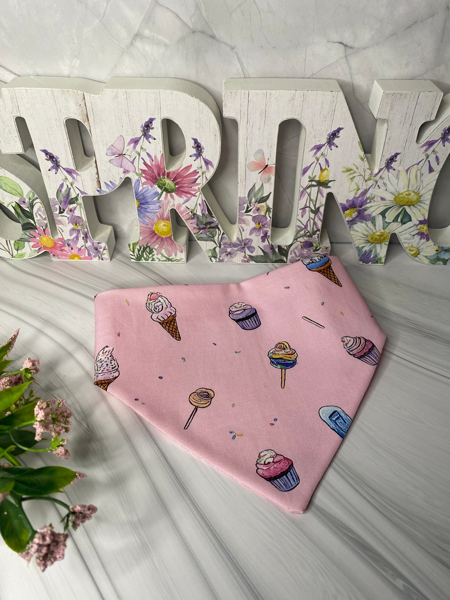 Pink Ice Cream Reversible Pet Bandana