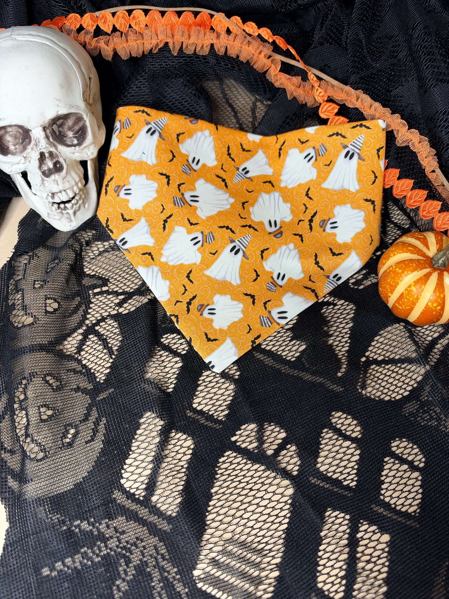Ghosts & Skeleton Reversible Pet Bandana