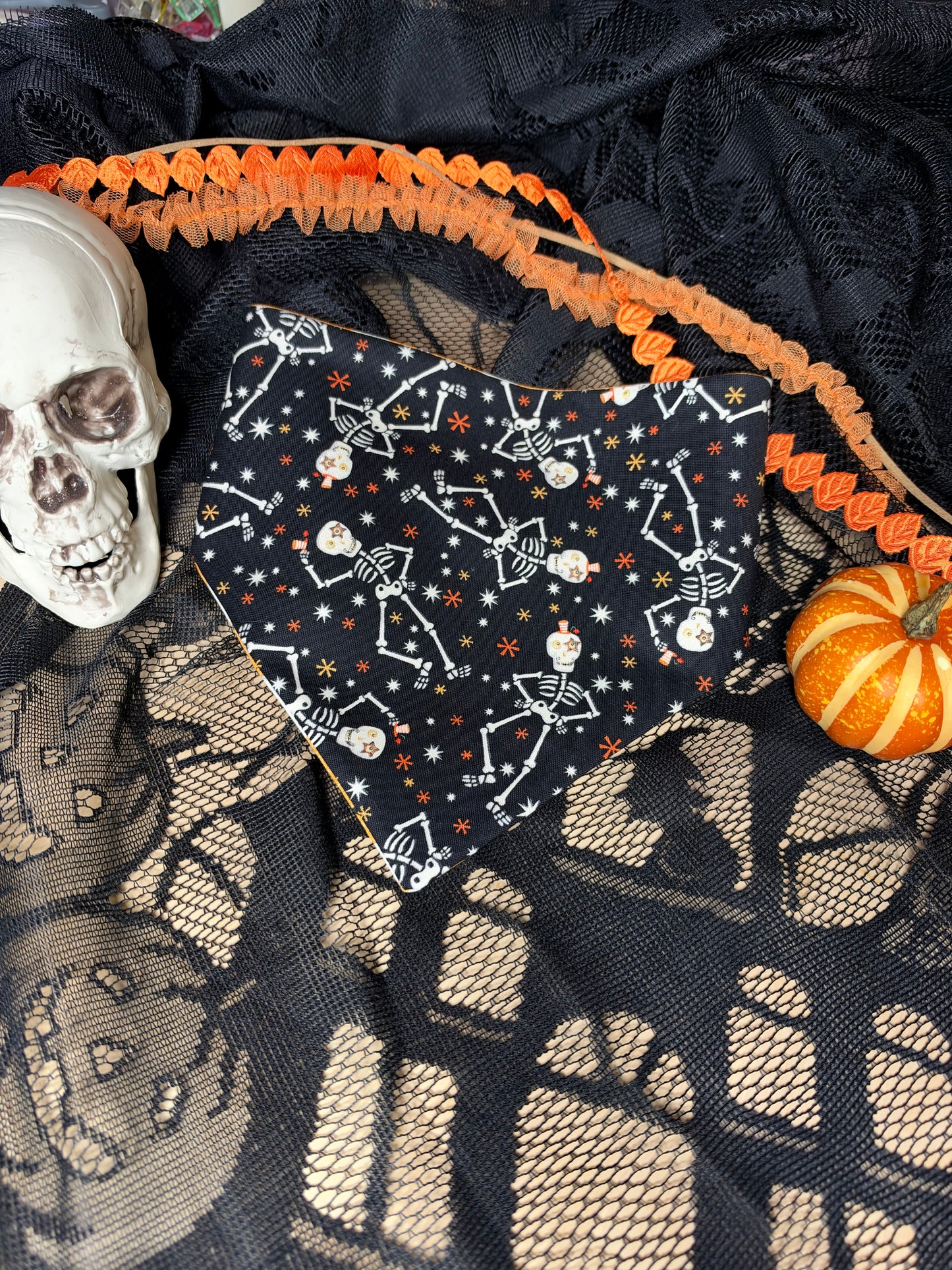 Ghosts & Skeleton Reversible Pet Bandana
